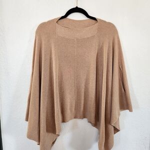 J.McLaughlin Tan Knit Cropped Poncho OS  Cottagecore Preppy Travel